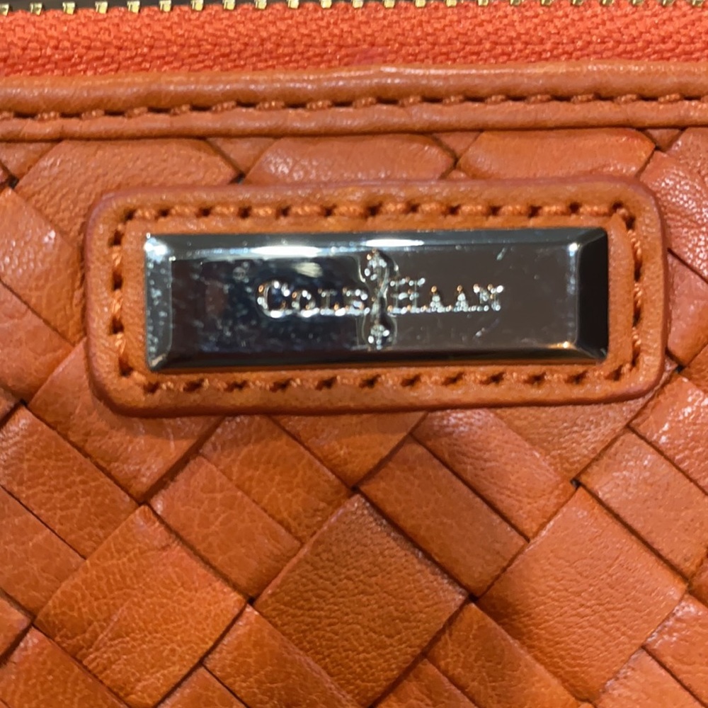 Cole Haan Heritage Weave  Orange Leather Wallet - Picture 5 of 16